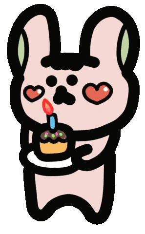 Cartoon Bunny Holding Birthday Cake Sticker