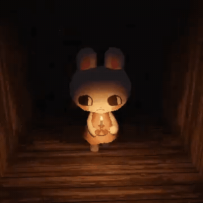 Cartoon Bunny Holding Candle In The Dark GIF