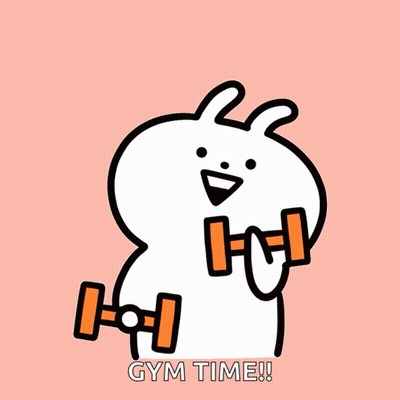 Cartoon Bunny Holding Dumbbells Gym Time GIF