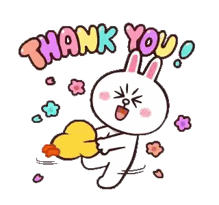 Cartoon Bunny Holding Heart And Thank You Sticker