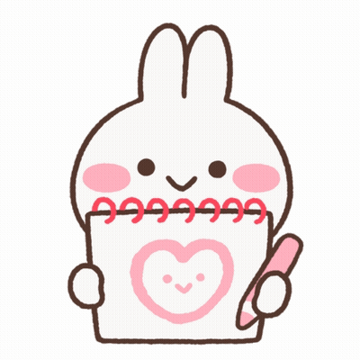 Cartoon Bunny Holding Paper With Heart And Pen GIF