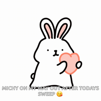 Cartoon Bunny Holding Pink Heart Michy On My Way Out GIF