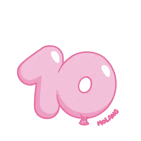 Cartoon Bunny Holding Pink Number 10 Sticker