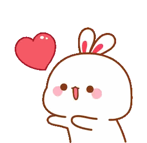 Cartoon Bunny Holding Red Heart Sticker