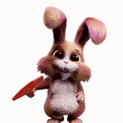 Cartoon Bunny Holding Stop Sign GIF