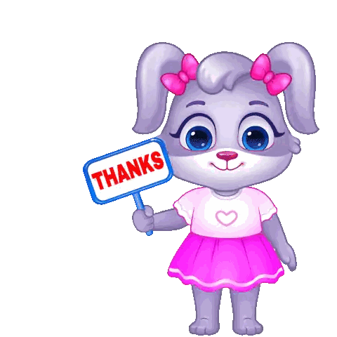 Cartoon Bunny Holding Thanks Sign Sticker