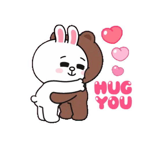 Cartoon Bunny Hugging Brown Bear Sticker
