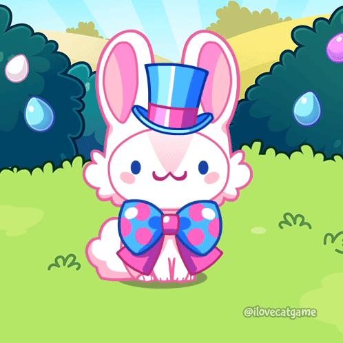Cartoon Bunny In Top Hat And Bow Tie GIF