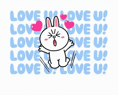 Cartoon Bunny Jumping Saying Love U GIF
