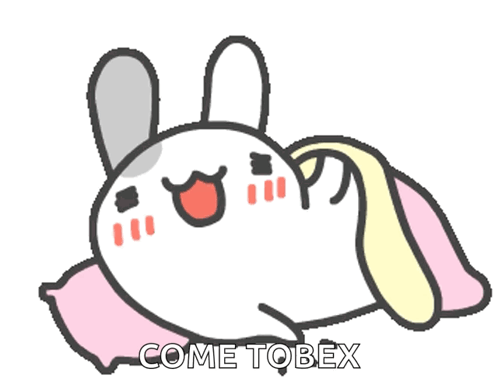 Cartoon Bunny Laying On Pillow Saying Come Tobex GIF