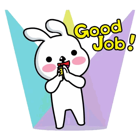 Cartoon Bunny Saying Good Job Sticker