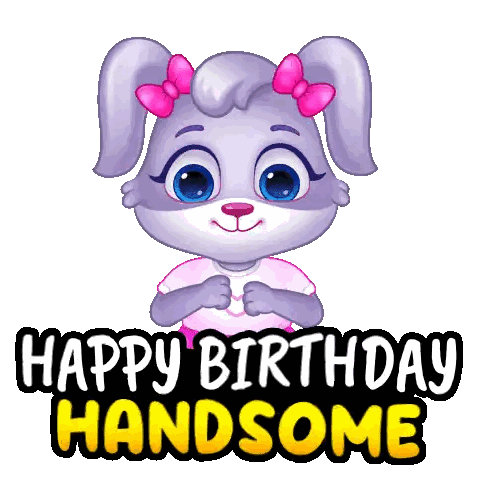 Cartoon Bunny Saying Happy Birthday Sticker