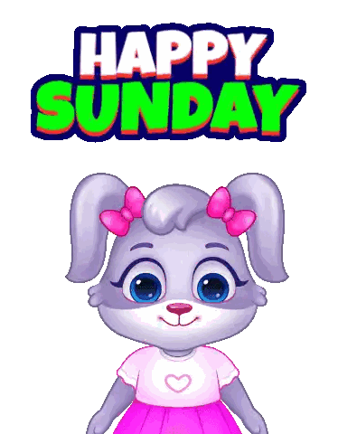 Cartoon Bunny Saying Happy Sunday Sticker