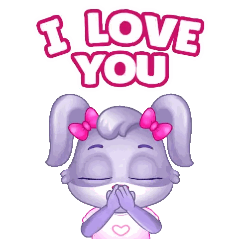 Cartoon Bunny Saying I Love You Sticker