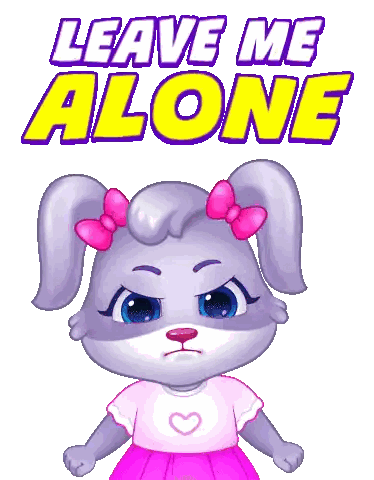 Cartoon Bunny Saying Leave Me Alone Sticker