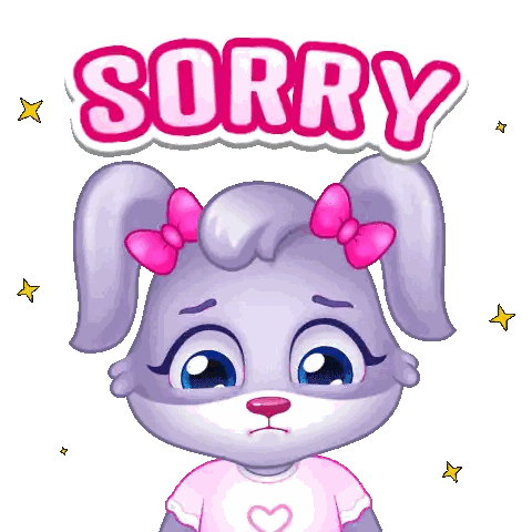 Cartoon Bunny Saying Sorry With Pink Bow Sticker