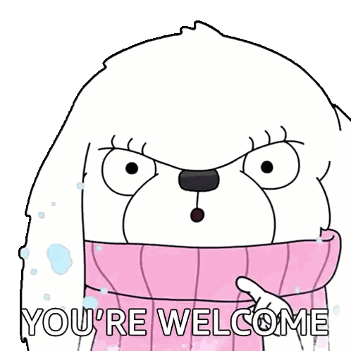 Cartoon Bunny Saying You're Welcome Sticker