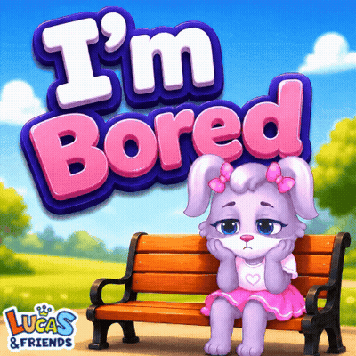 Cartoon Bunny Says I'm Bored GIF