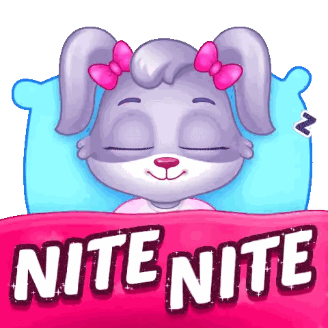 Cartoon Bunny Sleeping Under Nite Nite Blanket Sticker