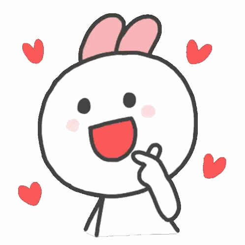 Cartoon Bunny Surrounded By Hearts Sticker