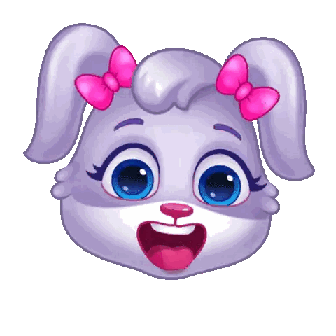 Cartoon Bunny With Blue Eyes And Pink Bows Sticker