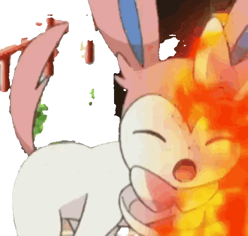 Cartoon Bunny With Flames Out Of Mouth Sticker