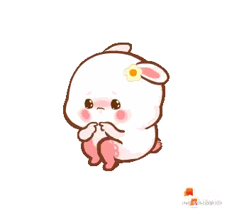 Cartoon Bunny With Flower Sticker