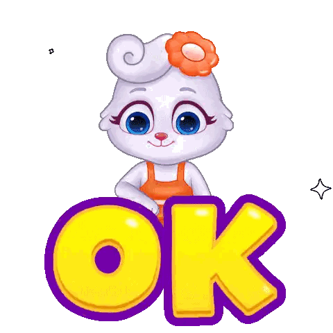 Cartoon Bunny With Flower Giving OK Sign Sticker