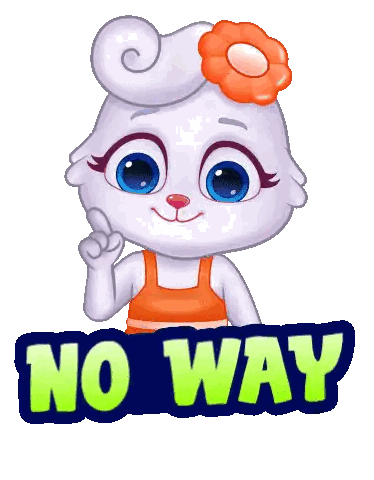 Cartoon Bunny With Flower Says No Way Sticker