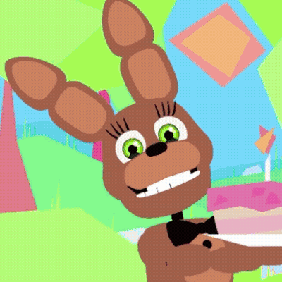 Cartoon Bunny With Green Eyes And Bow Tie Smiling GIF