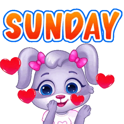 Cartoon Bunny With Hearts And Sunday Sticker