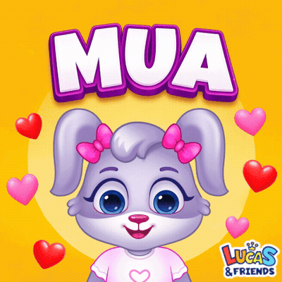 Cartoon Bunny With Hearts Saying Mua GIF