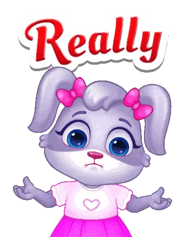 Cartoon Bunny With Pink Bow Saying Really Sticker