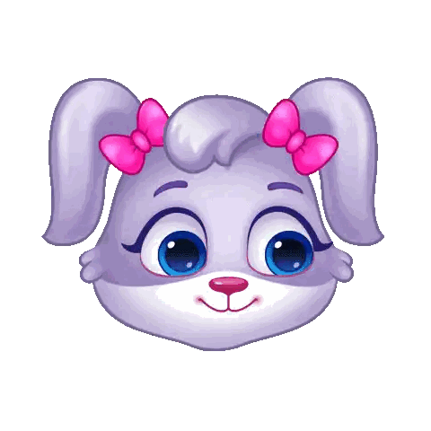 Cartoon Bunny With Pink Bows Kissing Sticker