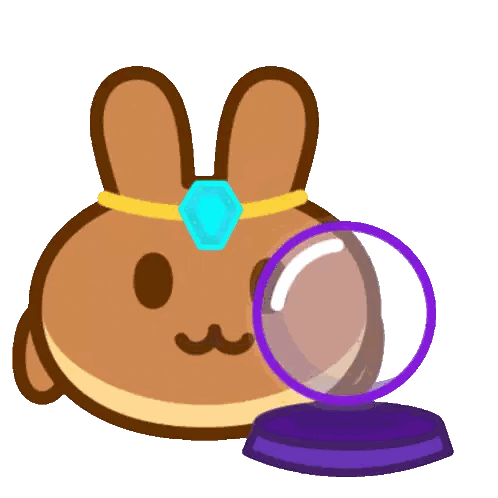 Cartoon Bunny With Purple Jewel Looking At Crystal Ball Sticker