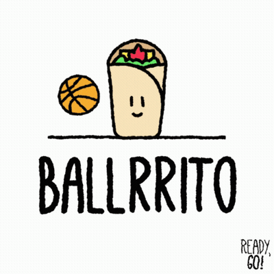 Cartoon Burrito And Basketball Saying Ballrrito GIF
