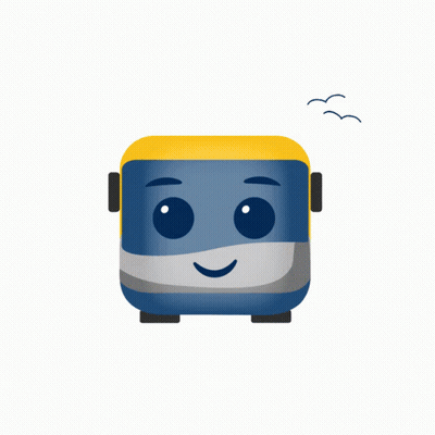 Cartoon Bus With Flowers And Bee GIF