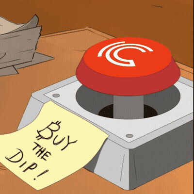 Cartoon Button Saying Buy The Dip GIF