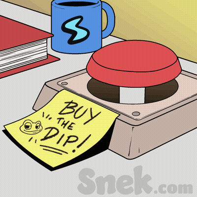 Cartoon Button Saying Buy The Dip GIF