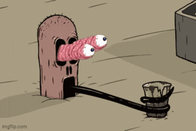 Cartoon Cactus With Eyes And Pipe GIF