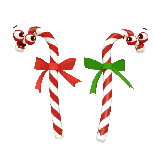 Cartoon Candy Canes With Green Bow Sticker