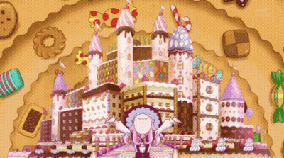 Cartoon Candy Castle With Girl GIF