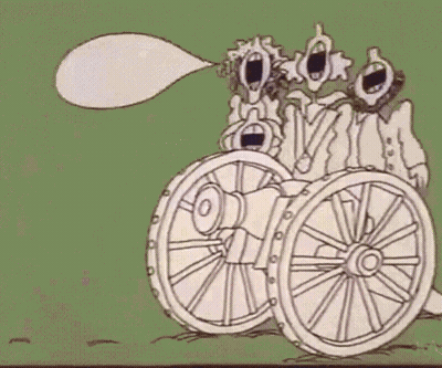 Cartoon Cannon Saying Fire