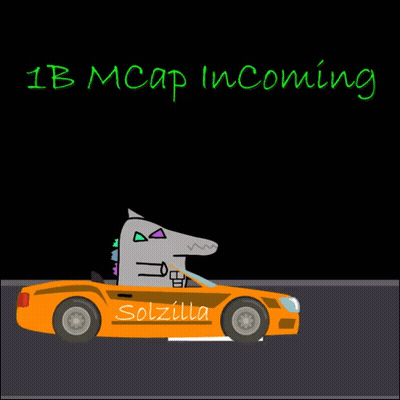 Cartoon Car With 1 Billion Mcap Sign GIF