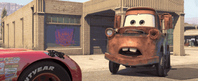 Cartoon Car With Goodyear Tire GIF