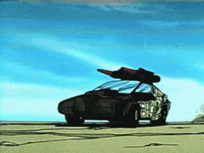 Cartoon Car With Missile On Roof GIF