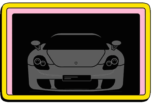 Cartoon Car With Yellow Frame Sticker