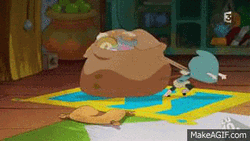 Cartoon Carrying Heavy Treasure GIF
