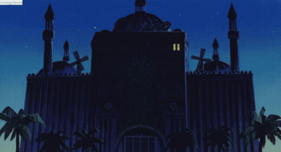 Cartoon Casino With Palm Trees GIF