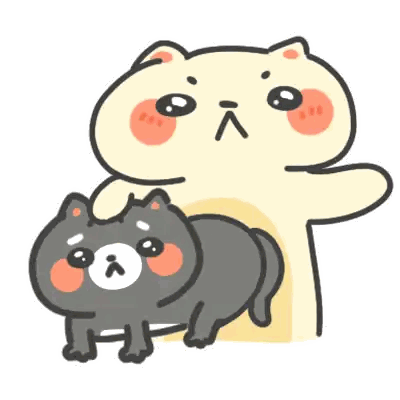 Cartoon Cat And Bear With Chinese Writing Sticker
